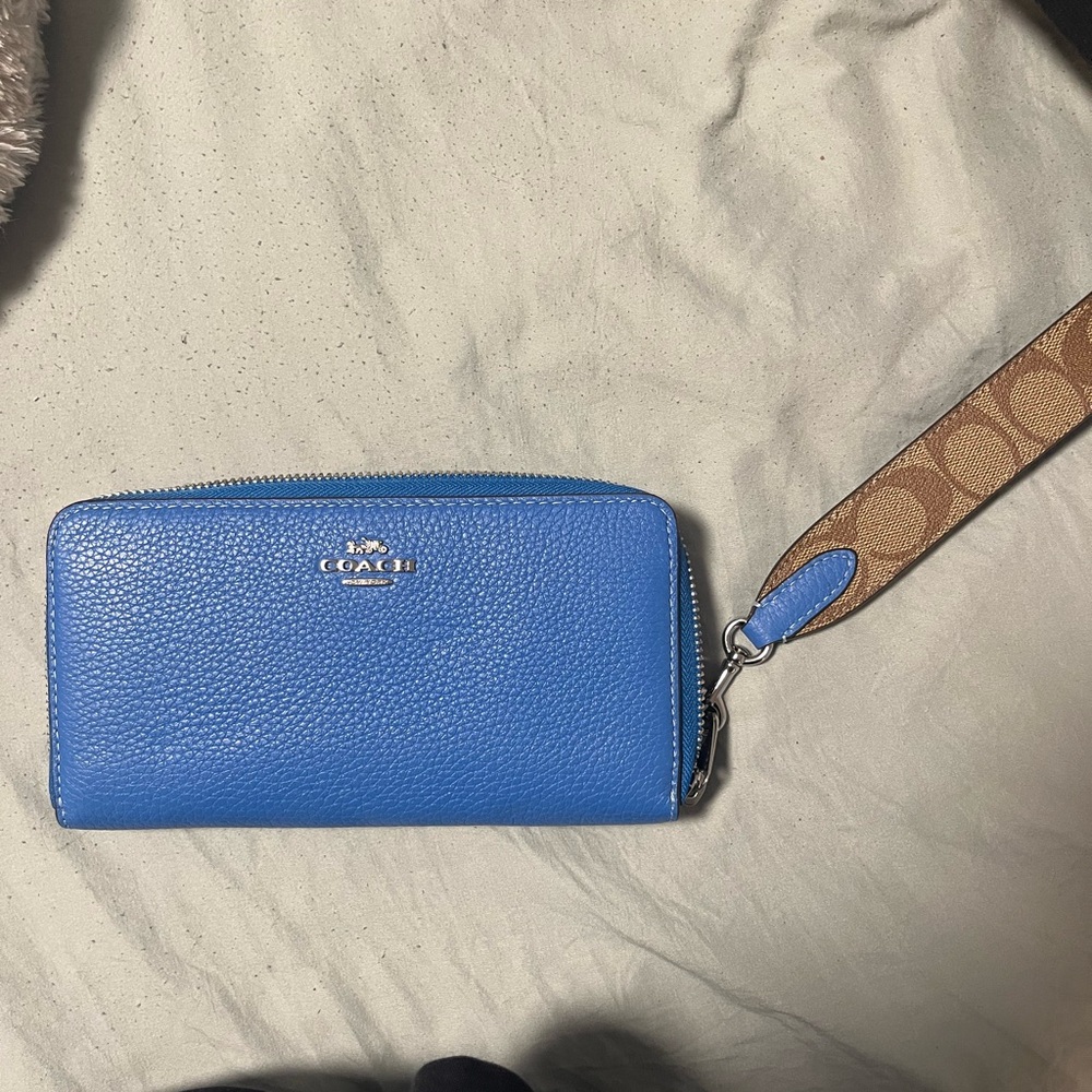 Coach Blue Leather Wristlet